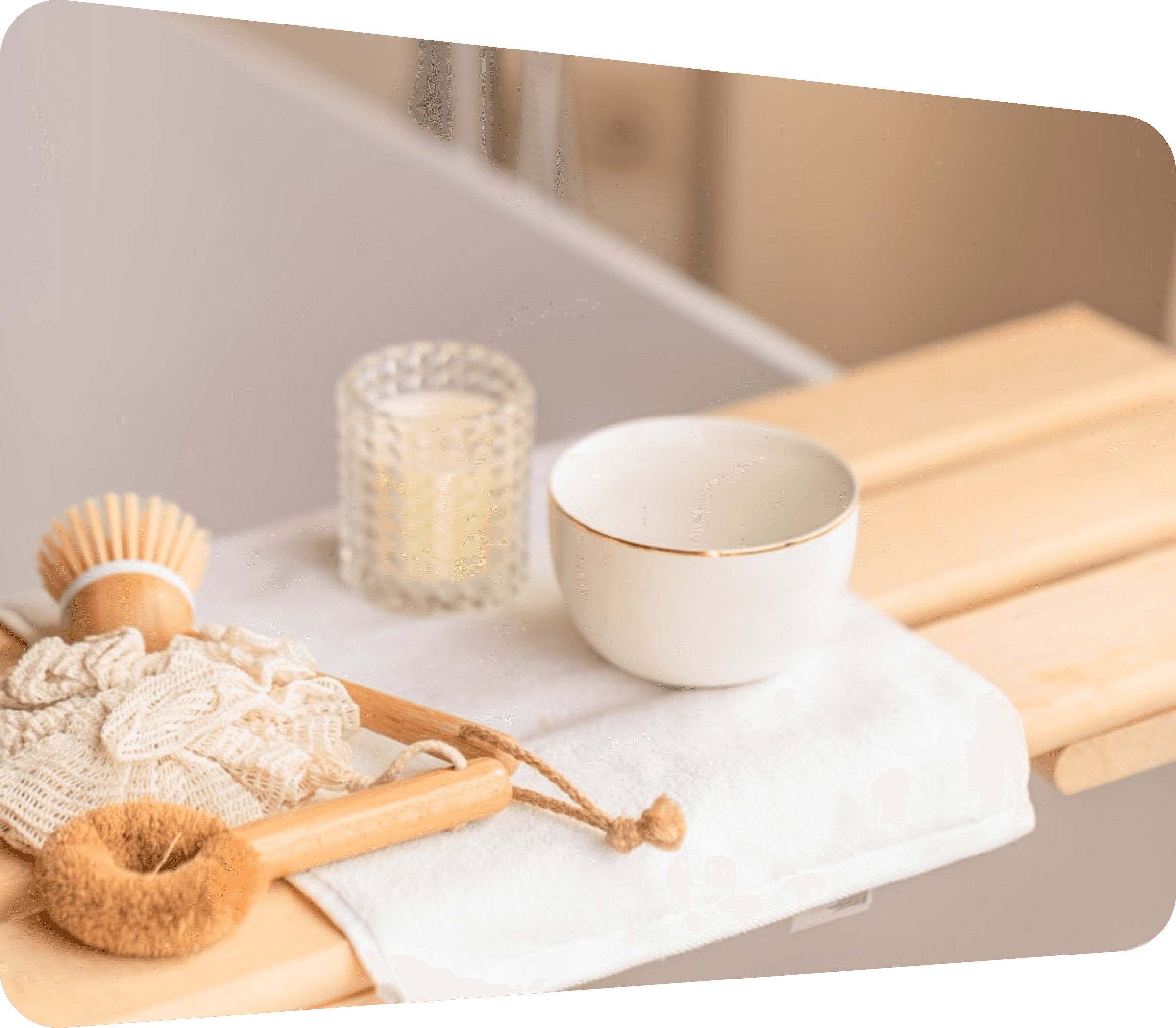 Spa tools arranged on a treatment table